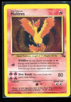 Pokemon - Moltres [1999 Wizards] #12/62 Holo Rare (NM-MT) - Fossil Set - Image 1