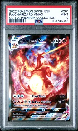 2022 POKEMON SWSH BLACK STAR PROMO #261 FULL ART/CHARIZARD VMAX PSA 9 - Image 1