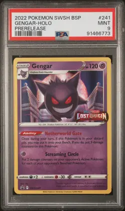 Pokemon GENGAR SWSH241 - PSA 9 Mint - Lost Origins Prerelease Holo Promo - Image 1