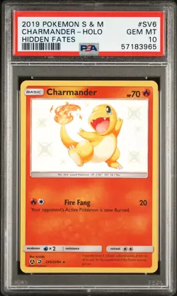 2019 POKEMON SUN & MOON HIDDEN FATES #SV6 CHARMANDER-HOLO PSA 10 - Image 1