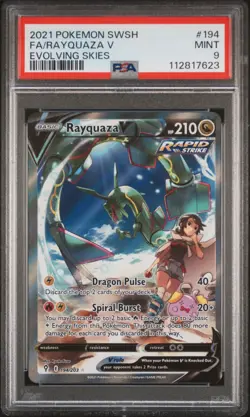 2021 POKEMON SWORD & SHIELD EVOLVING SKIES #194 FULL ART/RAYQUAZA V PSA 9 - Image 1