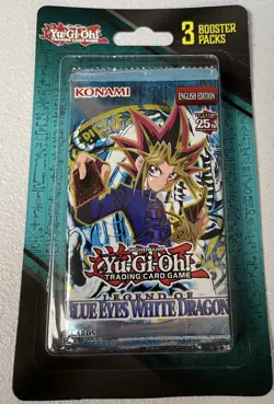 Yugioh! 3 Pack Blister - Includes 25th Anniversary - Legend of Blue Eyes Booster - Image 1