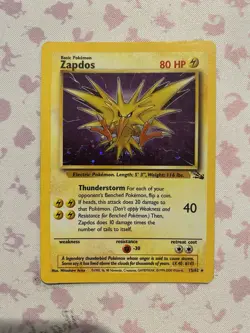 Pokemon TCG Zapdos Holo Rare Card 15/62 Fossil LP/MP SWIRL - Image 1