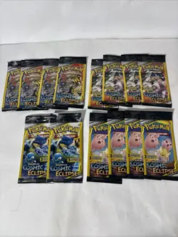 Pokemon Sun and Moon - Cosmic Eclipse 3 Card Mini Booster Packs x14, Tag Team - Image 1