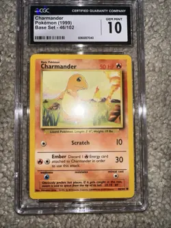 CGC 10 GEM MINT Charmander 1999 Base Set 46/102 Pokemon Card Unlimited - Image 1