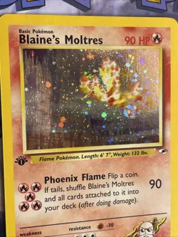 Holo Foil Blaine's Moltres # 1/132 1st Edition Gym Heroes Set Pokemon Cards LP - Image 3