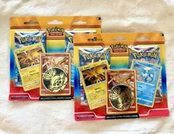 (2x) Pokemon TCG Blister Pk Articuno Zapdos & Moltres Cards w/ 2 Booster & Coin - Image 1