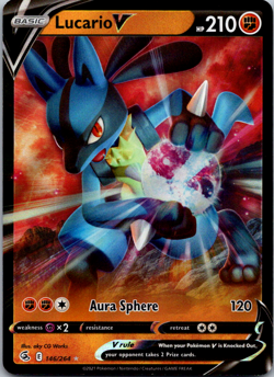 Lucario V 146/264 Fusion Strike Ultra Rare Holo Pokemon TCG Card NM Mint - Image 1