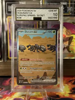 Pokemon Surging Sparks Durant EX 236/191 Alt Art Rare AGS Gem Mint 10 - Image 1