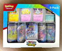 Pokemon Paldean Fates Tin 5-Pack Scarlet and Violet Bundle - New/Factory Sealed - Image 1