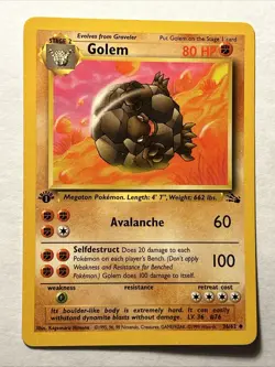 1st Edition Golem 36/62 Fossil Set Pokemon TCG Vintage WOTC LP - Image 1