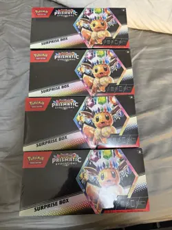 LOT OF 4 - Pokemon TCG Scarlet & Violet Prismatic Evolutions Surprise Box Sealed - Image 1