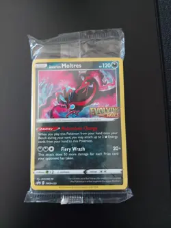 Pokemon SEALED Galarian Moltres SWSH125 Evolving Skies Prerelease Promo Holo - Image 1