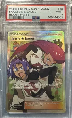 Pokemon Jesse & James Full Art Trainer PSA 9 Sun And Moon Hidden Fates 68/68 MT - Image 1