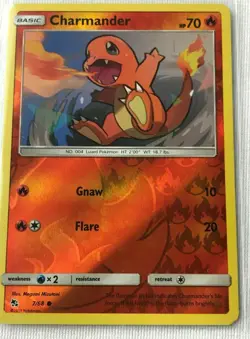 Charmander REVERSE HOLO RARE 7/68 Pokemon SM Hidden Fates NM - Image 1