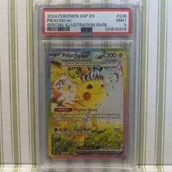 2024 POKEMON SSP EN-SURGING SPARKS SPECIAL ILLUSTRATION RARE PIKACHU EX PSA 9 - Image 1