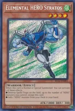 Yugioh! LP Elemental HERO Stratos - BLC1-EN003 - Secret Rare - Limited Edition L - Image 1
