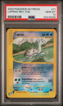 Pokemon Lapras Reverse Holo Skyridge 2003 71/144 Pokemon TCG PSA 10 Gem Mint - Image 1