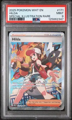 2025 POKEMON WHT EN-WHITE FLARE #171 HILDA SPECIAL ILLUSTRATION RARE PSA 9 - Image 1