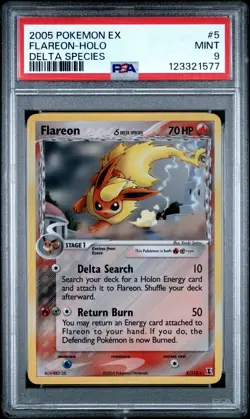2005 POKEMON EX DELTA SPECIES #5 FLAREON-HOLO PSA 9 - Image 1