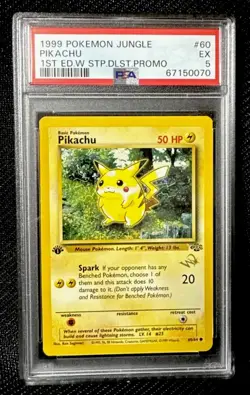 Pikachu W Stamp 1st Edition 1999 Jungle Promo #60/64 Pokemon - PSA 5 - Image 1