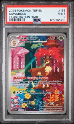 2024 POKEMON TEF EN-TEMPORAL FORCES #166 SAWSBUCK ILLUSTRATION RARE PSA 9 - Image 1