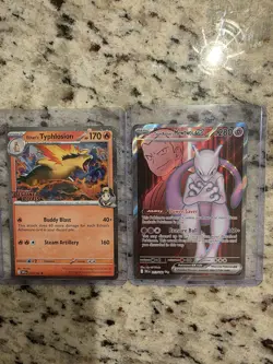 Pokemon Typhlosion & Mewtwo GX Rare Trading Cards Set - Image 1