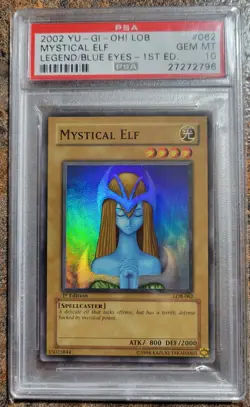 Yugioh! PSA 10 Mystical Elf LOB-062 1st Edition Super Rare *GLOSSY* - Image 1