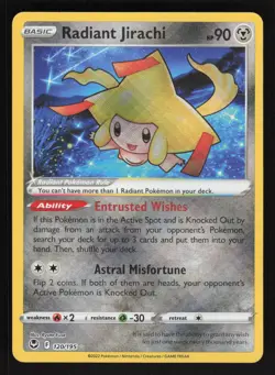 Pokemon SWSH12: Silver Tempest #120/195 Radiant Jirachi Holo Foil Card TCCCX - Image 1