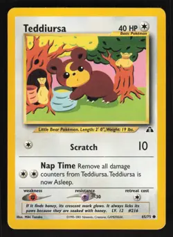 Pokemon Neo Discovery #65/75 Teddiursa Card TCCCX D - Image 1