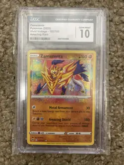 CGC 10 GEM MINT Zamazenta 2020 Vivid Voltage 102/185 Amazing Rare Pokemon Card - Image 1