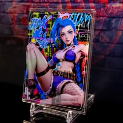 Jinx Goddess Premium Waifu Card League of Legends Holo New Sealed Arcane ACG - Image 1