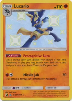 Lucario SV22/SV94 Shiny Holo Rare Hidden Fates Pokemon TCG - Image 1