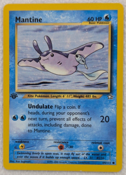 2000 Mantine #64 Neo Genesis 1st Edition Regular Pokemon Card Common - Image 1