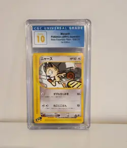 CGC Pristine 10 Pokemon - 1st ED Japanese Meowth - Base Expansion Pack 029/128 - Image 1
