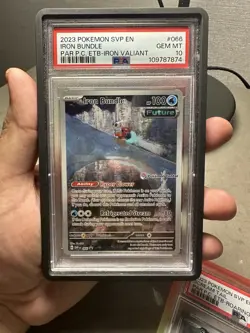 PSA 10 Pokemon Center ETB Iron BundIe PC Stamped Promo SVP 066 Paradox Rift - Image 1