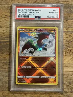GRADED PSA 10 2023 Pokemon SWSH Radiant Charizard Crown Zenith #020 - Image 1