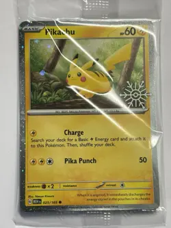 Pikachu 025/165 Pokemon Holiday Calendar 2025 Festive Stamp Promo NM Sealed - Image 1