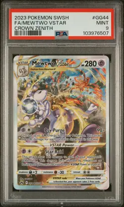 2023 POKEMON SWORD & SHIELD CROWN ZENITH #GG44 FULL ART/MEWTWO VSTAR PSA 9 - Image 1