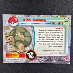 Golem #76 1999 Topps Pokemon TV Animation Edition Series 1 - Image 2