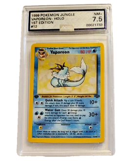 1999 Pokemon Jungle VAPOREON 1st Edition Holo 12/64 AGS 7.5 - Image 1