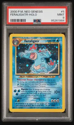 Pokemon TCG Neo Genesis Feraligatr 5/111 Unlimited Holo Rare PSA 9 - Image 1