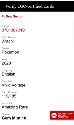 Jirachi 119/185 Amazing Rare Vivid Voltage Pokemon CGC 9.5 (Reholder CGC 10!) - Image 3