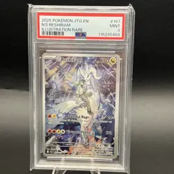 2025 Pokemon JTG EN N's Reshiram Illustration Rare Card #167 PSA 9 - Image 1
