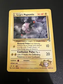 Lt. Surge’s Magnemite 50/132 Gym Heroes Unlimited 2000 Pokemon Card Uncommon LP - Image 1