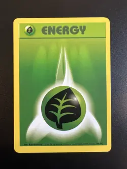 Grass Energy 99/102 Base Set Unlimited 1999 Pokemon Card Common NM - Image 1