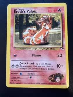Brock’s Vulpix 73/132 Gym Heroes Unlimited 2000 Pokemon Card Common LP - Image 1
