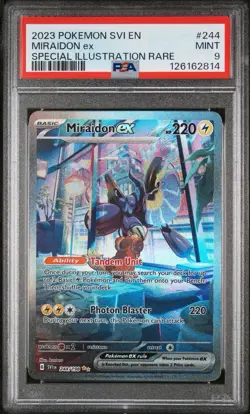 Pokemon TCG Miraidon EX Scarlet & Violet Base Set Card 244/198 SIR, PSA 9 - Image 1
