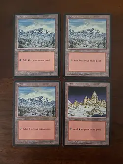MTG Ice Age Mountain x4 Vintage MTG Basic Land Red LP/EX - Image 1