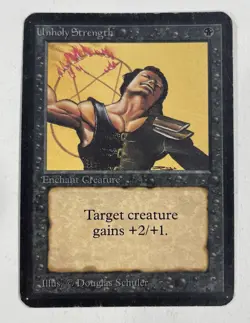 Unholy Strength Alpha MP Moderate Play MTG Magic The Gathering C - Image 1